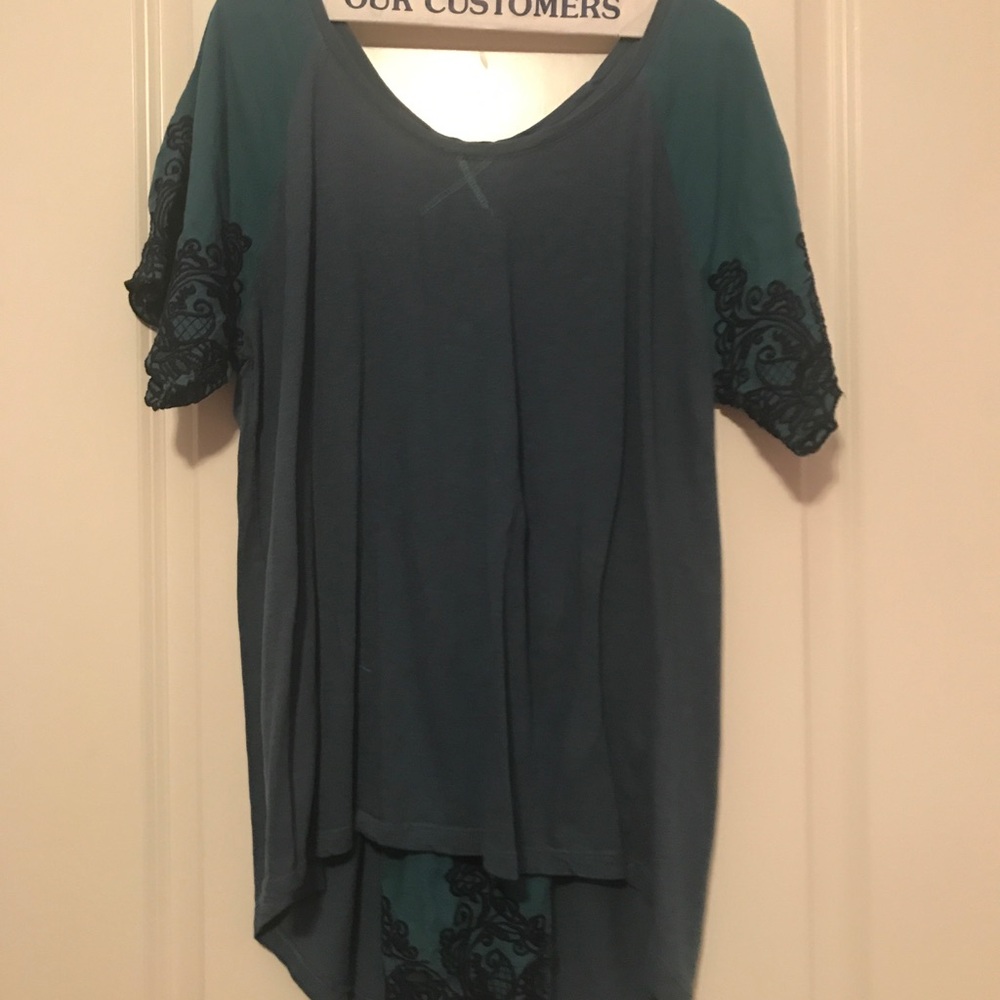 Dark blue detailed blouse